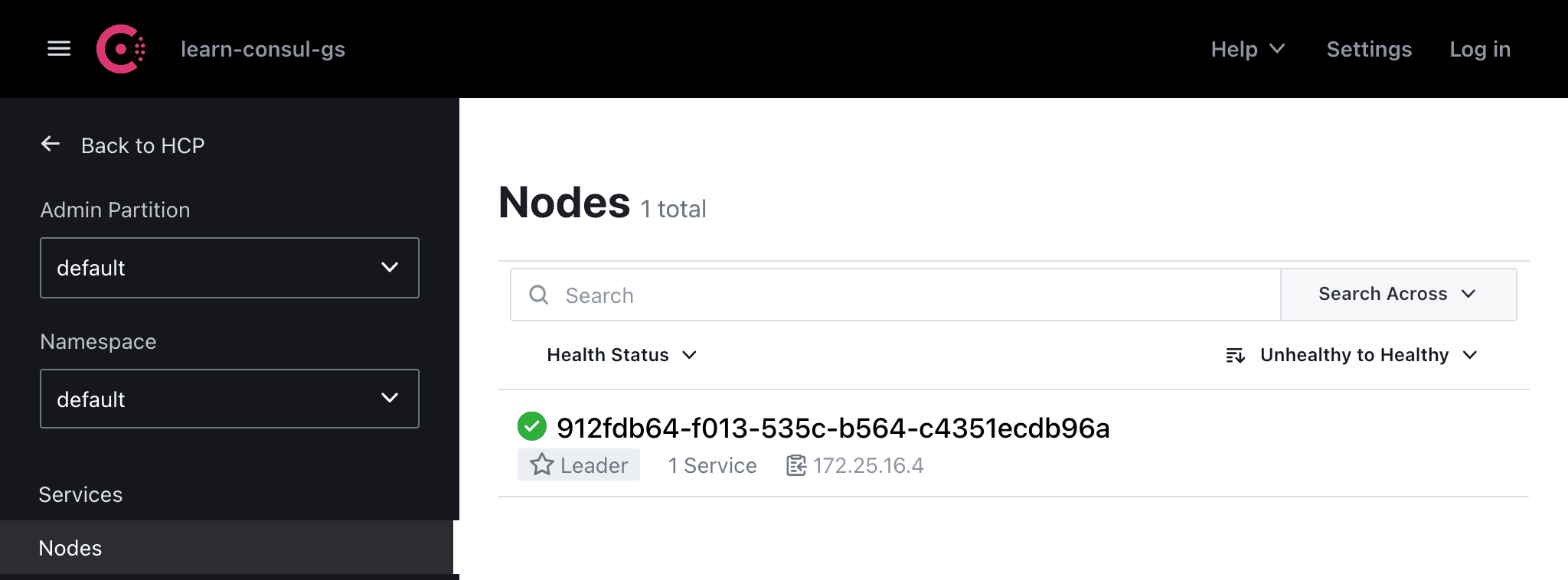 Consul UI View Nodes